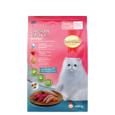 SmartHeart Adult Cat Food Chicken & Tuna Flavor 480gm